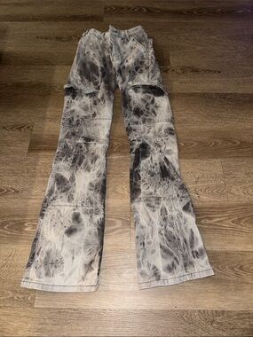Fashion Nova Black & White Tie-Dye Cargo Jeans